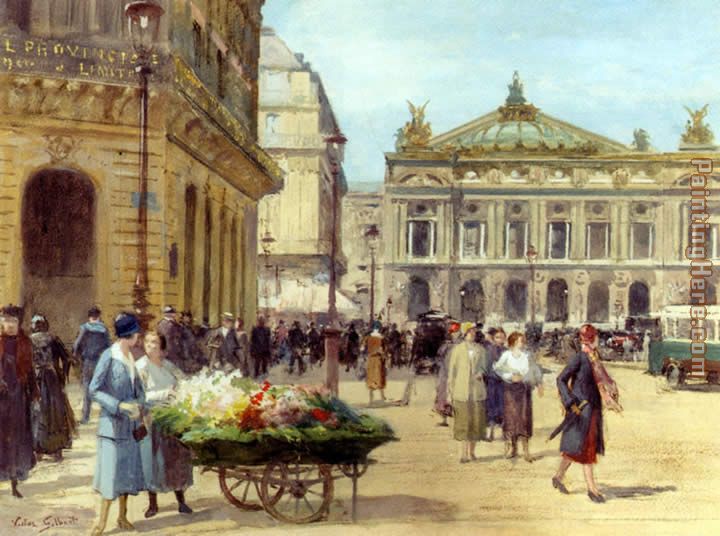 The Flower Seller Place De L'Opera Paris painting - Victor Gabriel Gilbert The Flower Seller Place De L'Opera Paris art painting